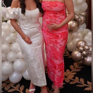 Floral pink maxi tube top dress